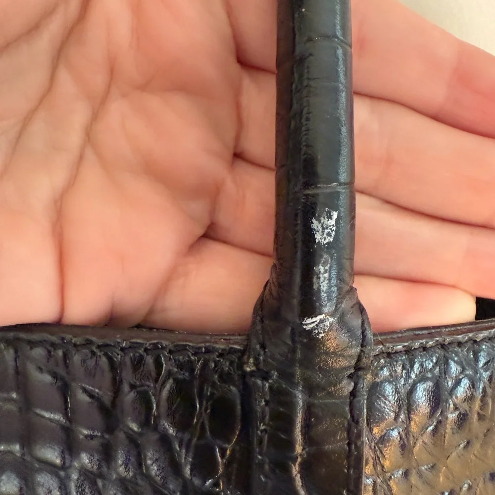 Kate Spade Black Embossed Croc Pattern Leather Tote